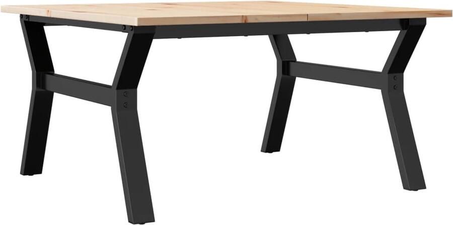 VidaXL Salontafel Y-frame 80x80x45 cm massief grenenhout en gietijzer