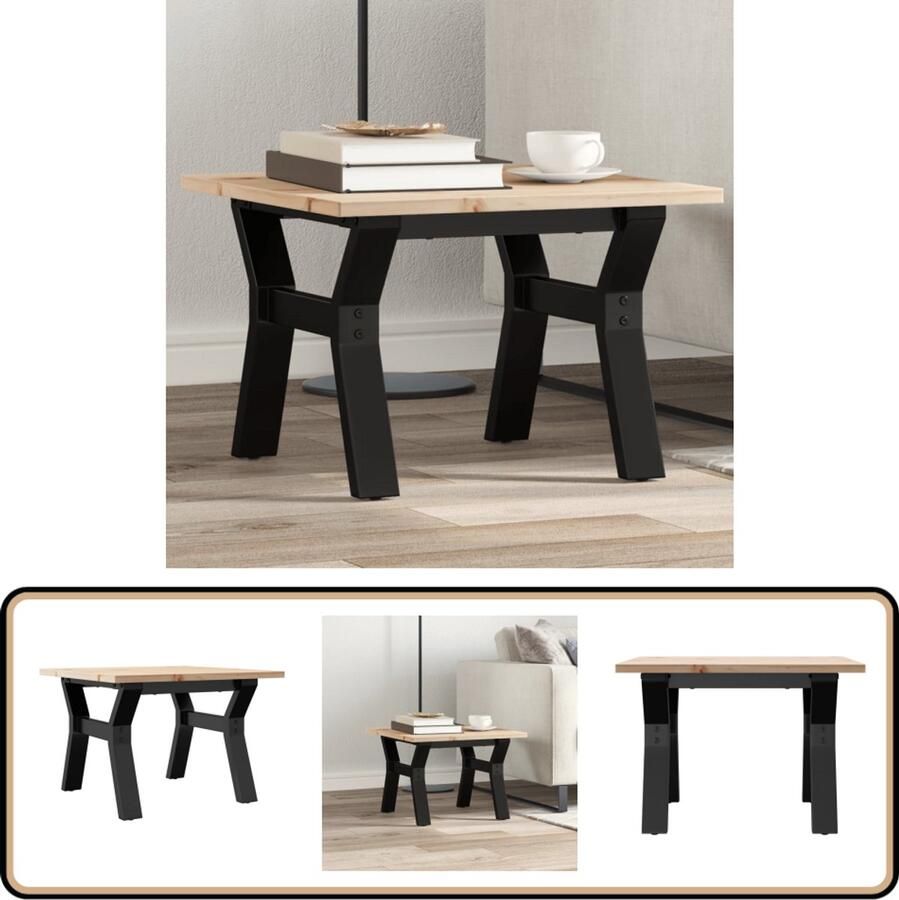VidaXL Salontafel Y-frame Grenenhout & Gietijzer Houten Salontafel Bruin Massief Hout Grenenhout Meubilair Design Salontafel Kleine Salontafel