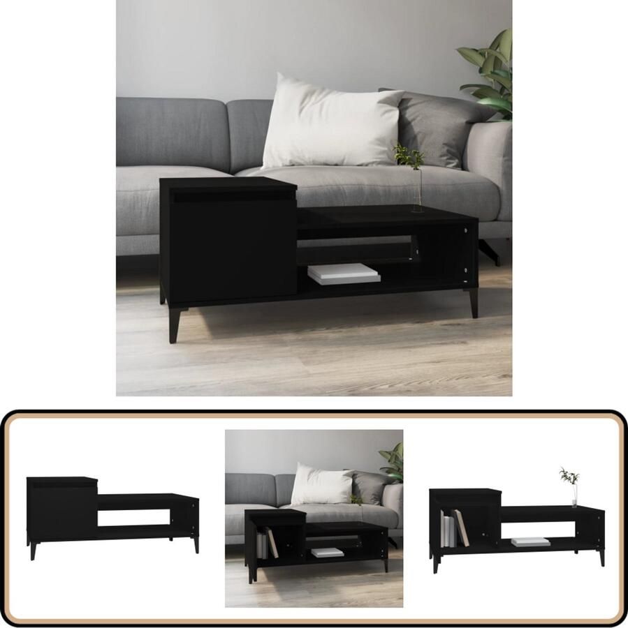 VidaXL Salontafel Zwart 100x50x45 cm Bewerkt hout Salontafel Zwarte Salontafel Houten Salontafel Bijzettafel Salontafeltje