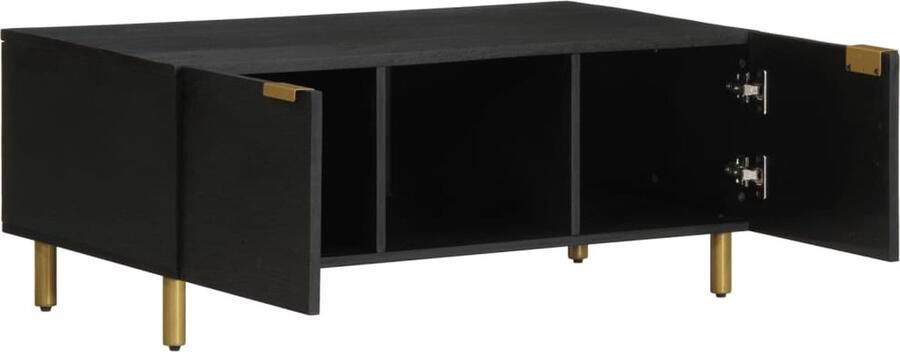 VidaXL Salontafel Zwart 100x54x40 cm Mangohout Salontafel Houten Salontafel Zwarte Salontafel Met Lade Tv Tafeltje Living Room Furniture Meubels Decoratie Industrieel Design Modern Design Compact Salontafel