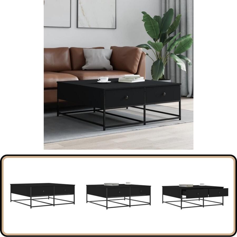 VidaXL -Salontafel-100x99x40-cm-bewerkt-hout-zwart - Foto 2