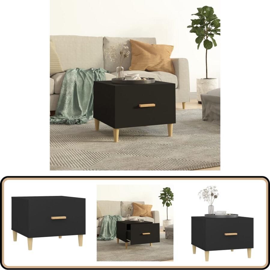 VidaXL Salontafel Zwart 50x50x40 cm Hout Salontafel Zwarte Salontafel Houten Salontafel Bijzettafel Kleine Salontafel