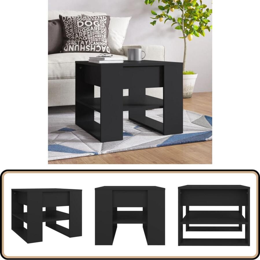 VidaXL Salontafel Zwart 55 5x55x45 cm Bewerkt hout Salontafel Zwarte Salontafel Houten Salontafel Bijzettafel Koffietafel