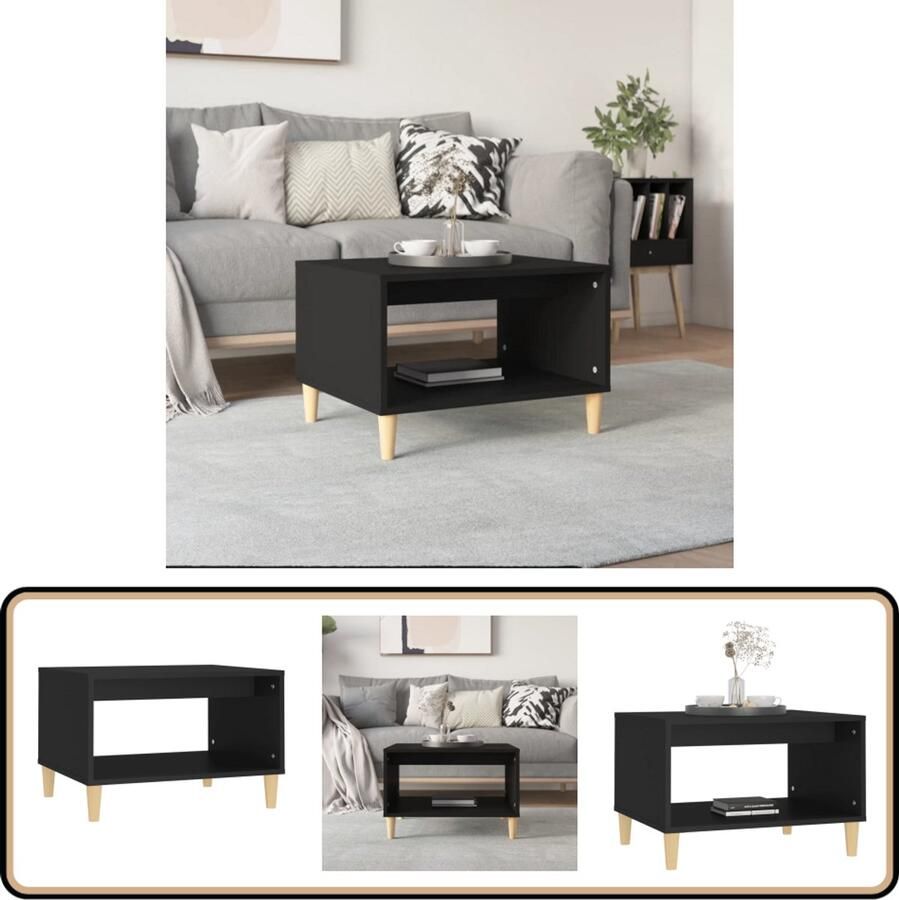VidaXL Salontafel Zwart 60x50x40 cm Bewerkt hout Salontafel Zwarte Salontafel Houten Salontafel Bewerkt Hout Modern Design Bijzettafel Tv Tafel Living Room Furniture Interieurdecoratie