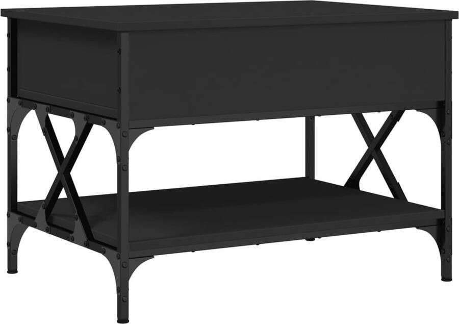 The Living Store Salontafel 70x50x50 cm bewerkt hout en metaal zwart Salontafel Lift Top Tafel Houten Salontafel Zwarte Salontafel Woonkamer Meubels