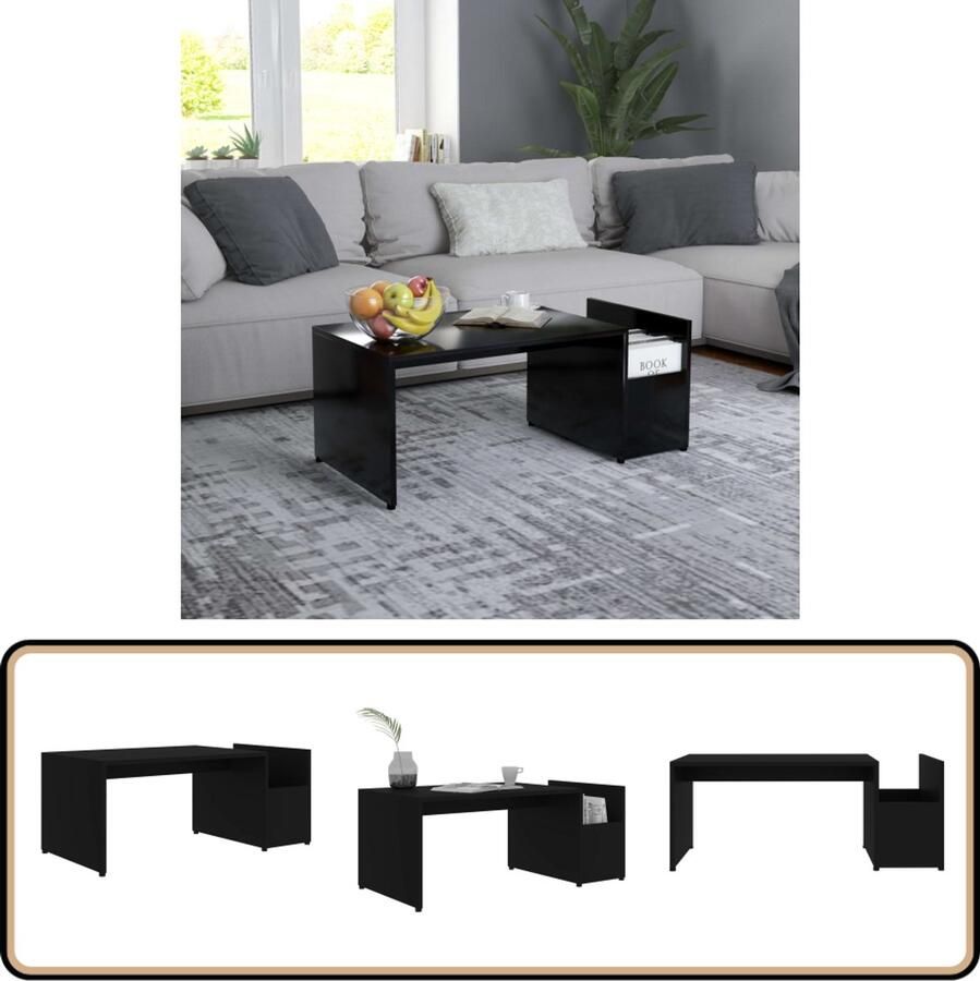 VidaXL Salontafel Zwart 90x45x35 cm Bewerkt hout Salontafel Zwarte Salontafel Houten Salontafel Moderne Salontafel Bijzettafel Tv-meubel Lage Tafel Sidetable Livingroom Furniture Interieurdecoratie