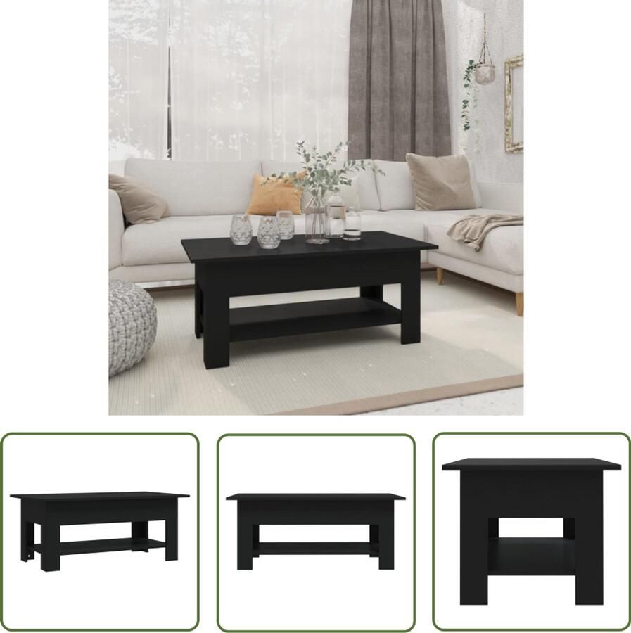 VidaXL Salontafel Zwart Bewerkt hout 102x55x42 cm Salontafel Koffietafel Zwarte Salontafel Houten Salontafel Spaanplat Tafellaag Moderne Salontafel Stijlvolle Salontafel Living Room Furniture Meubilair