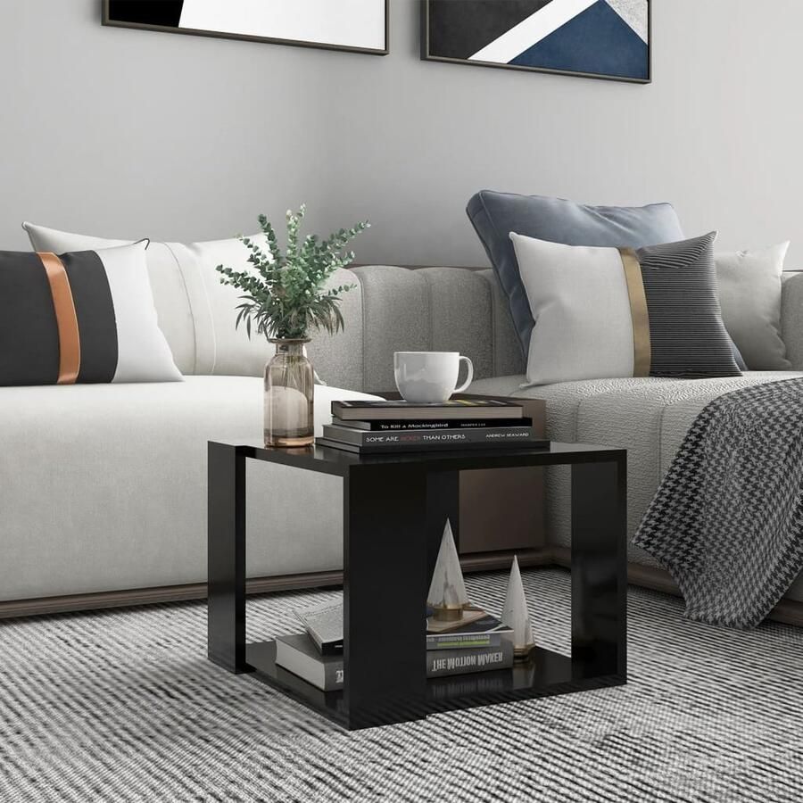 VidaXL Salontafel Zwart Bewerkt hout 40x40x30 cm Salontafel Bijzettafel Zwarte Salontafel Houten Salontafel Bewerkt Hout Modern Design Living Room Furniture Koffietafel Tv Stand Compact Tafel - Foto 2