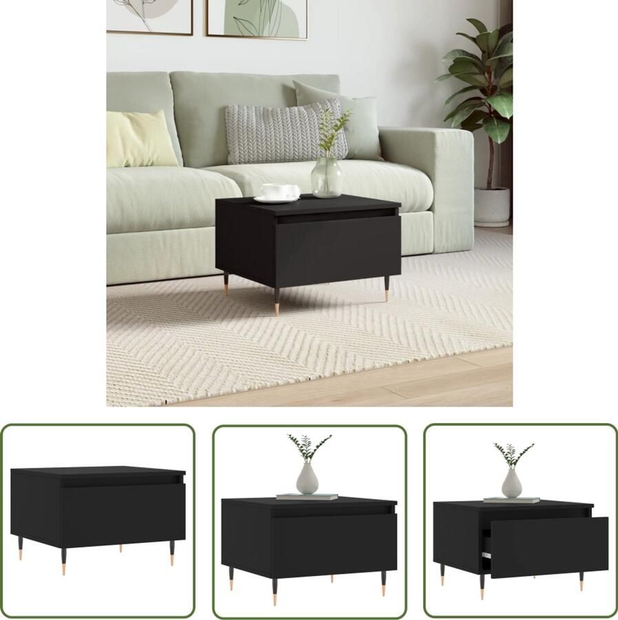 VidaXL Salontafel Zwart Bewerkt Hout 50x46x35 cm Salontafel Bijzettafel Houten Salontafel Zwarte Salontafel Met Lade Kleine Salontafel Livingroom Furniture Meubelen