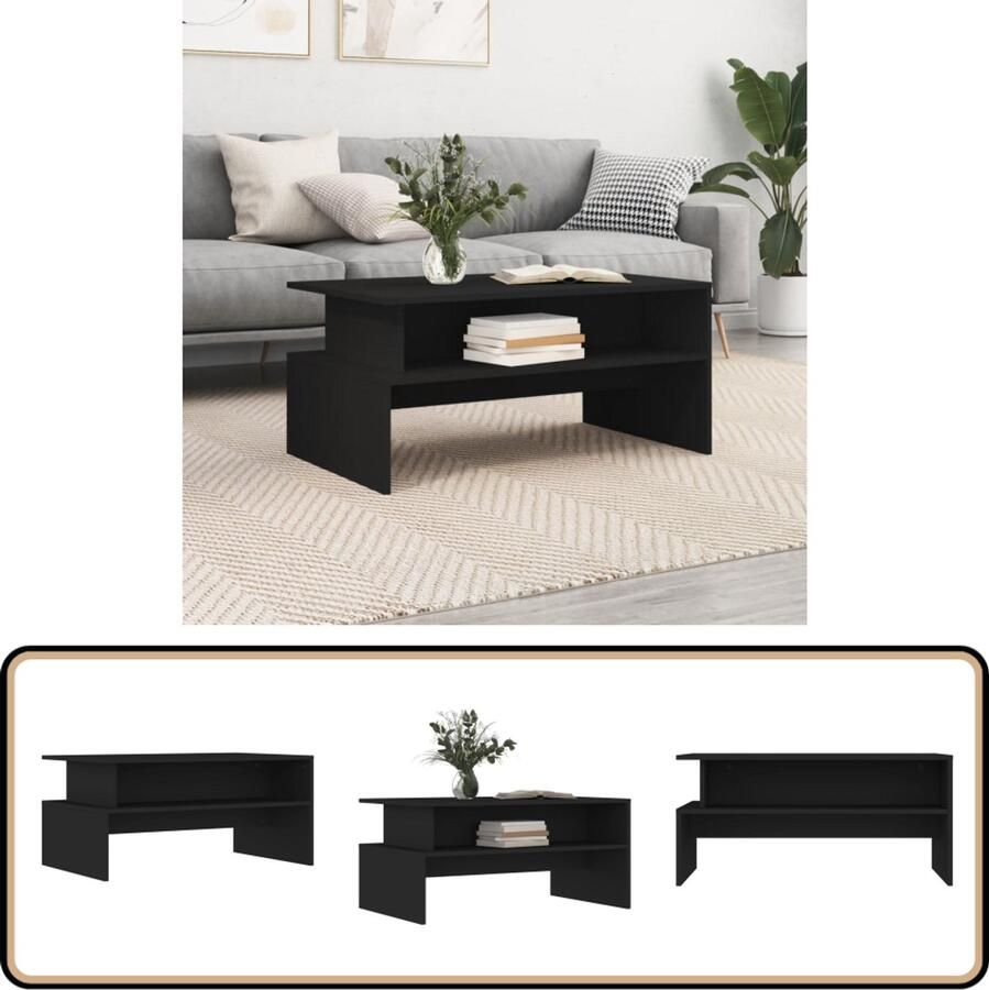 VidaXL Salontafel Zwart Bewerkt hout 90x55x42 5 cm Salontafel Zwarte Salontafel Houten Salontafel Bijzettafel Woonkamertafel Design Salontafel Moderne Salontafel Duurzame Salontafel Stijlvolle Salontafel