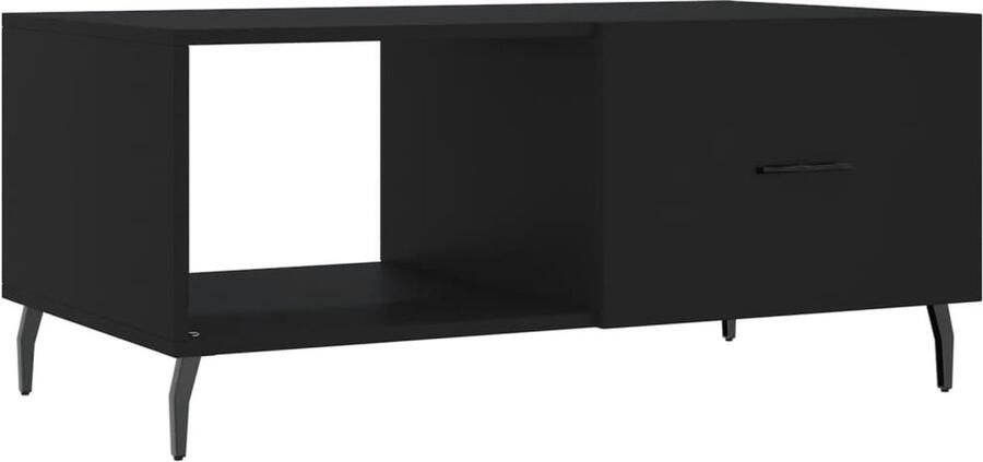 The Living Store Salontafel Trendy Bijzettafel 90 x 50 x 40 cm Zwarte Bewerkt Hout en IJzer Salontafel Bijzettafel Houten Salontafel Zwarte Salontafel Moderne Salontafel