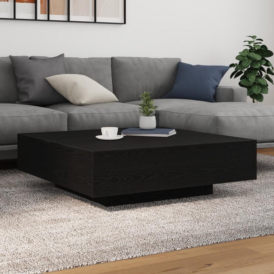 VidaXL Salontafel Zwart eiken Bewerkt hout 100 x 100 x 31 cm Salontafel