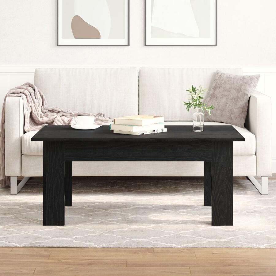 VidaXL Zwarte Eikenhouten Salontafel 100 x 60 x 42 cm Gemaakt van Gefabriceerd Hout