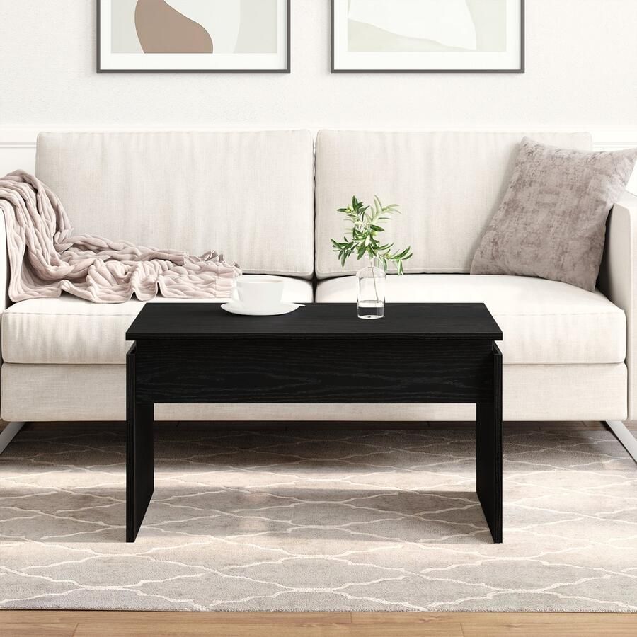 VidaXL Salontafel Zwart Eiken Hout 68 x 38 x 50 cm Duurzaam Salontafel