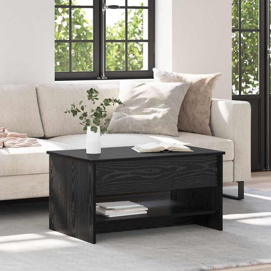 VidaXL Salontafel Zwart eiken 80 x 50 5 x 41 5 cm Bewerkt hout