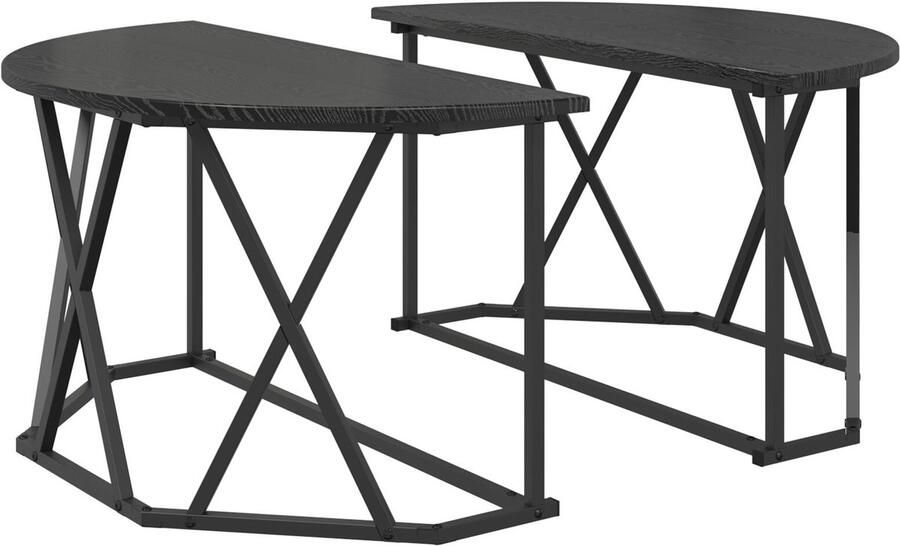 VidaXL Salontafel Zwart eiken 80 x 80 x 42 cm Engineered hout en staal