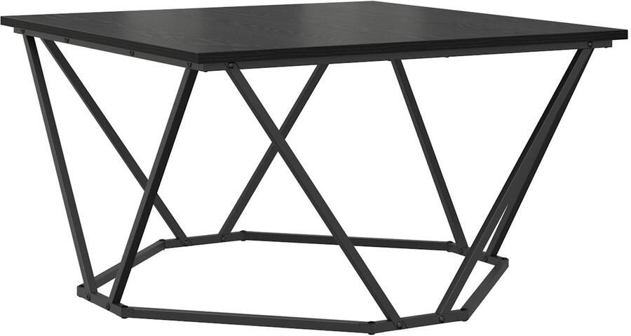 VidaXL Salontafel Zwart eiken 80 x 80 x 45 cm Engineered hout en staal - Foto 2