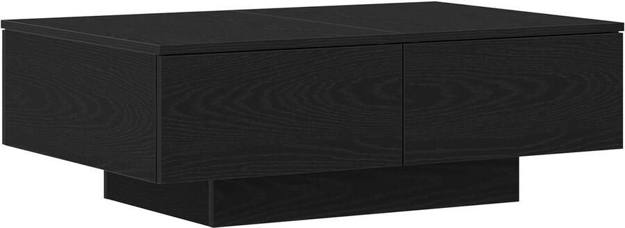 VidaXL Salontafel Zwart Eiken Bewerkt hout met eikenfineer 90x60x31 - Foto 2