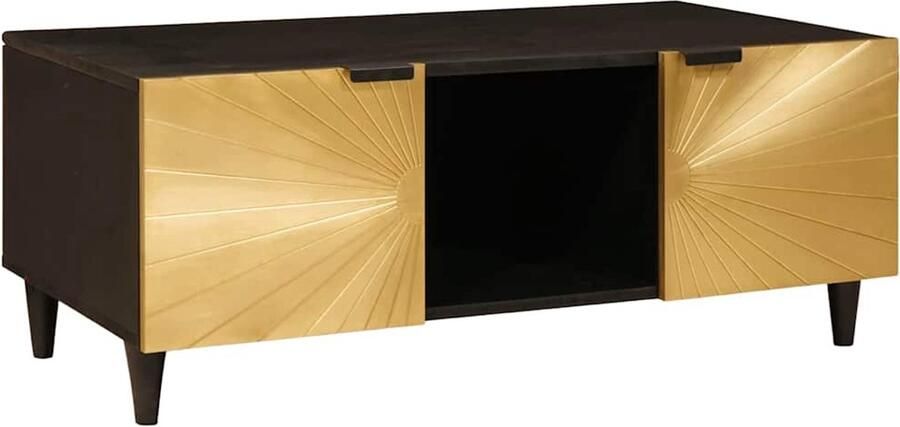 VidaXL Salontafel Zwart en Goud 100 x 54 x 40 cm massief mangohout