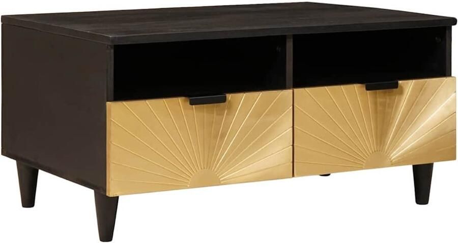 VidaXL Salontafel Zwart en Goud 80 x 54 x 40 cm massief mangohout