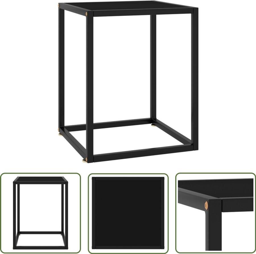 VidaXL Salontafel Zwart Glas 40x40x50 cm Salontafel Zwarte Salontafel Modern Design Glas Tafellaar Stoer Meubilair Living Room Furniture