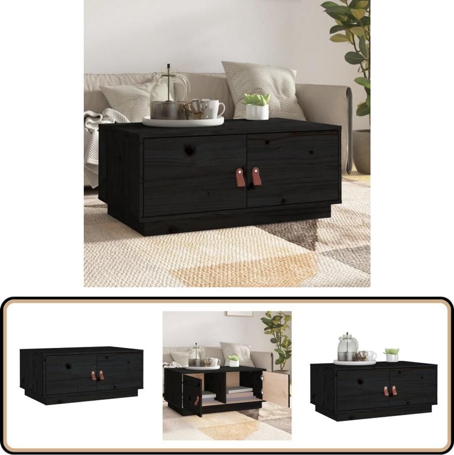 VidaXL Salontafel Zwart Grenenhout 80x50x35 cm Salontafel Houten Salontafel Grenenhouten Salontafel Zwarte Salontafel Salontafeltje Bijzettafel