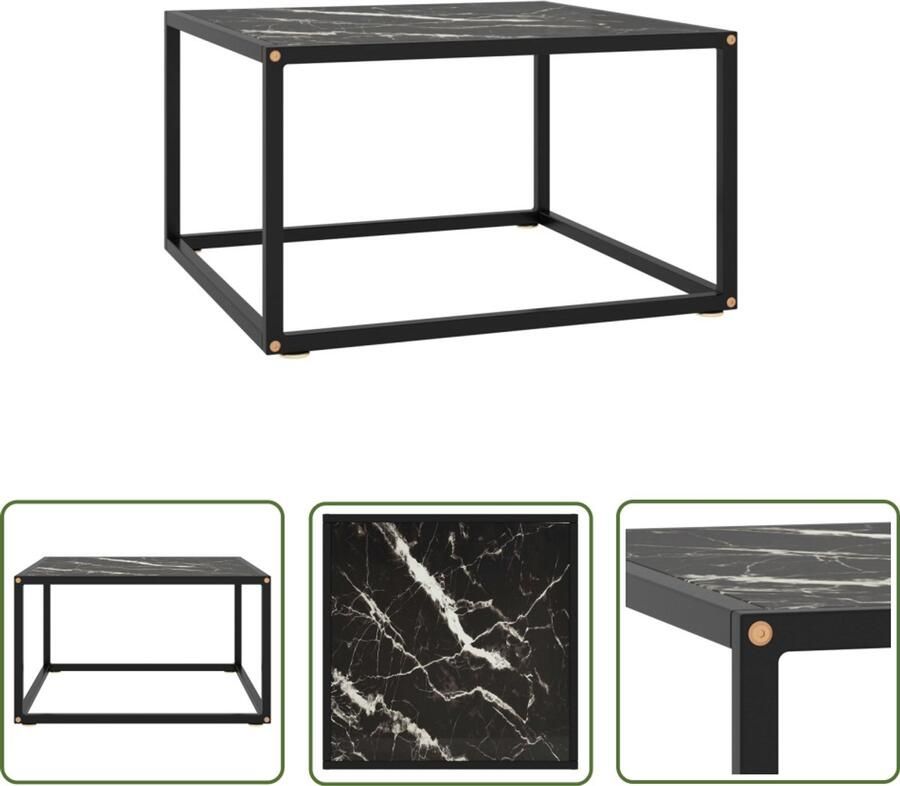 VidaXL Salontafel Zwart Marmerglas 60x60x35 cm Salontafel Zwarte Salontafel Modern Design Geharde Glas Tafellaar Metalen Salontafel Living Room Furniture Koffietafel Bijzettafel