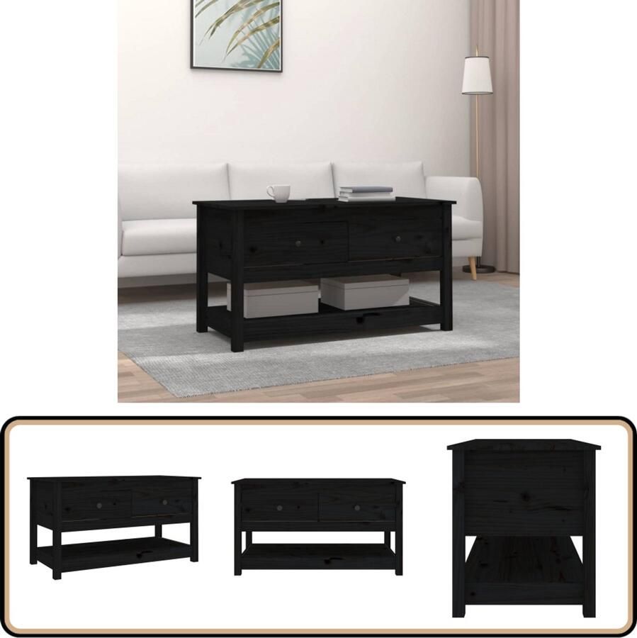 VidaXL Salontafel Zwart Massief Grenenhout 102x49x55 cm Salontafel Houten Salontafel Bijzettafel Grenoblehouten Meubilair Zwarte Salontafel Design Salontafel Moderne Salontafel