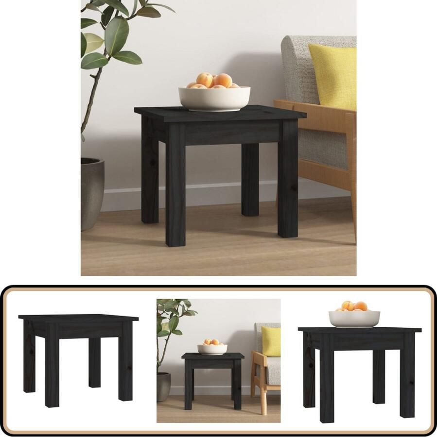 VidaXL Salontafel Zwart Massief Grenenhout 35x35x30 cm Salontafel Houten Salontafel Grenenhout Salontafel Zwarte Salontafel Kleine Salontafel Bijzettafel