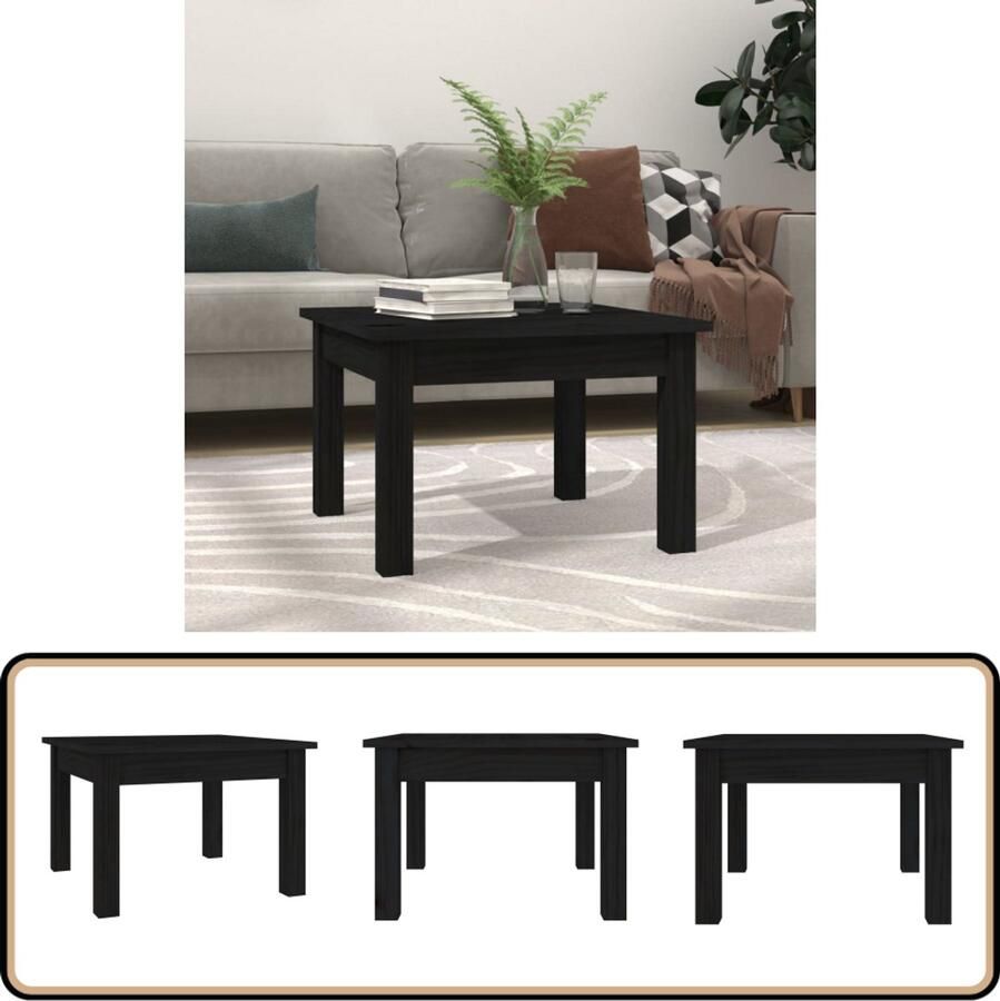 VidaXL Salontafel Zwart Massief Grenenhout 45x45x30 cm Bijzettafel Salontafel Hout Meubilair Grenenhouten Meubelen Zwarte Meubelen Moderne Tafels