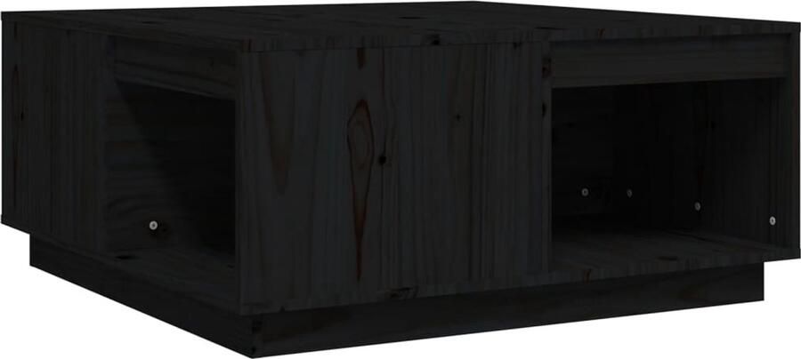 The Living Store Salontafel Massief Grenenhout Bijzettafel 80 x 81 x 36.5 cm Rustieke uitstraling Salontafel Bijzettafel Hout Meubilair Grenenhouten Tafel Zwarte Salontafel - Foto 2