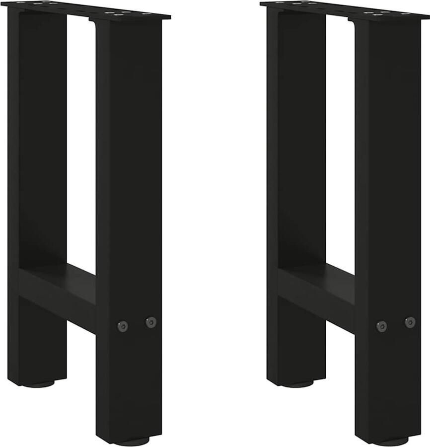 VidaXL Salontafelpoten 2 stuks Staal Zwart Salontafelpoten Tafelpoten Metalen Tafelpoten Zwarte Tafelpoten Industriële Tafelpoten