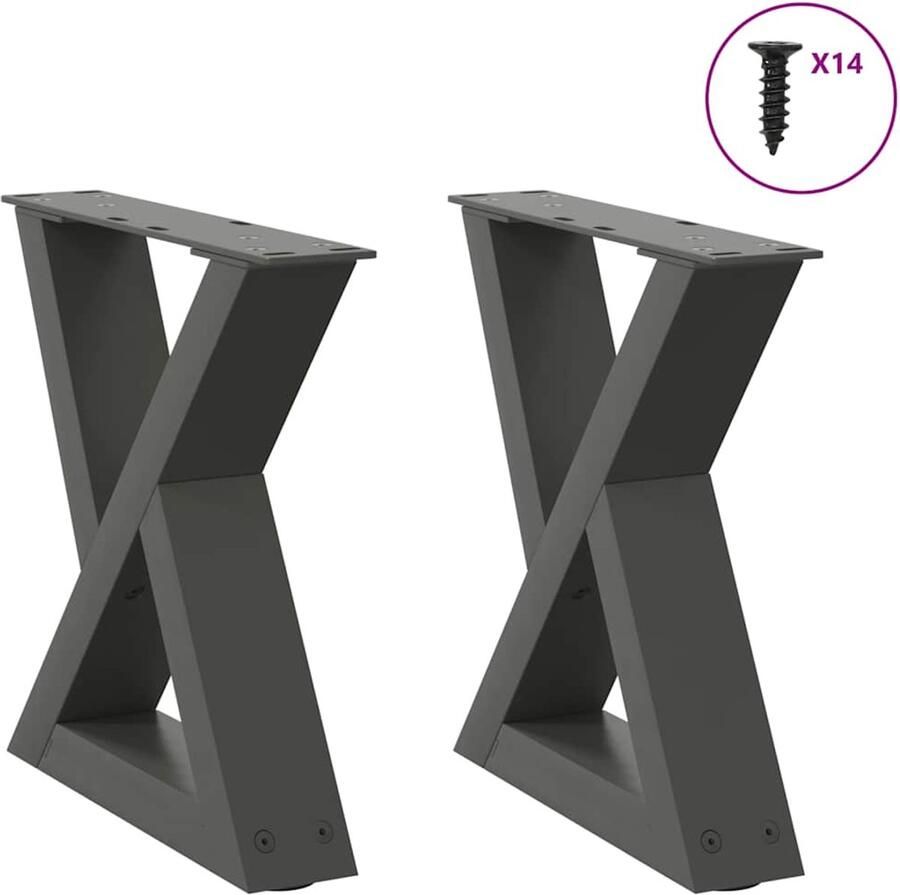 VidaXL Salontafelpoten 2 st 30x(30-31 3) cm staal antraciet
