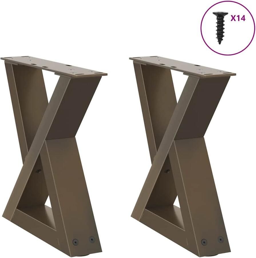 VidaXL Salontafelpoten 2 st 30x(30-31 3) cm staal naturel