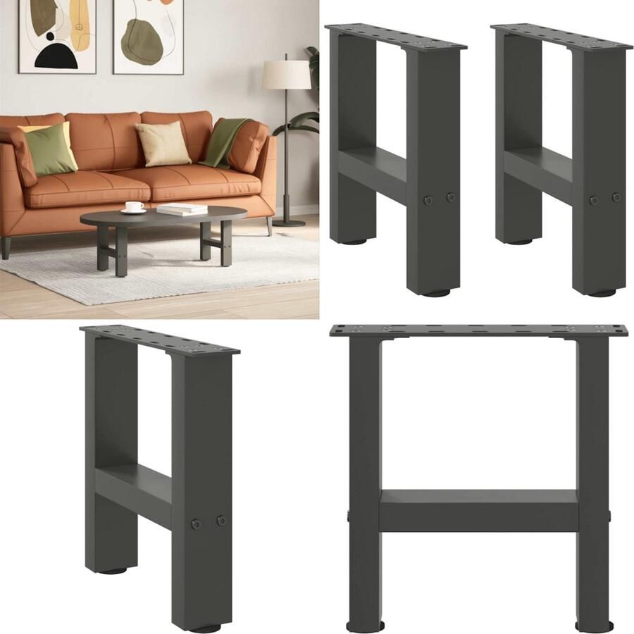 VidaXL Salontafelpoten 2 st 30x(30-31) cm staal antracietkleurig Salontafelpoot Salontafelpoten Tafelpoot Meubeltafelpoot