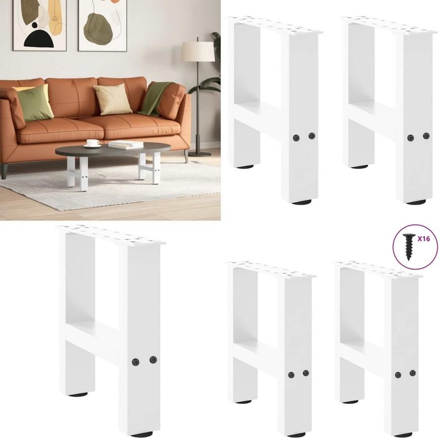VidaXL Salontafelpoten 2 st 30x(30-31) cm staal wit Salontafelpoot Salontafelpoten Tafelpoot Meubeltafelpoot