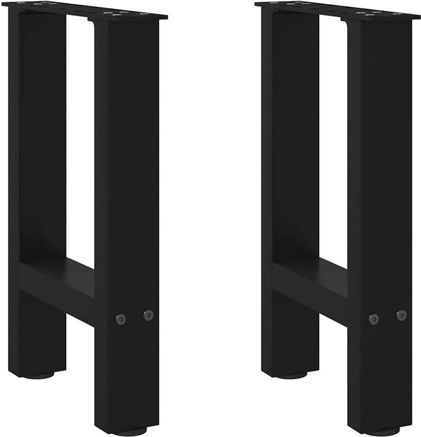 VidaXL Salontafelpoten Staal Zwart 2 stuks Salontafel Potten Zwarte Salontafelpoten Metalen Salontafelpoten Salontafel Onderstel Tafelpoten Set