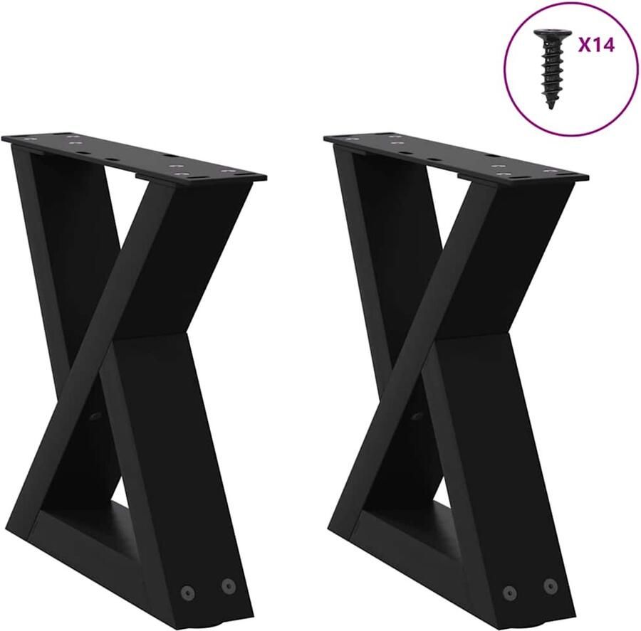 VidaXL Salontafelpoten 2 st 30x(30-31 3) cm staal zwart