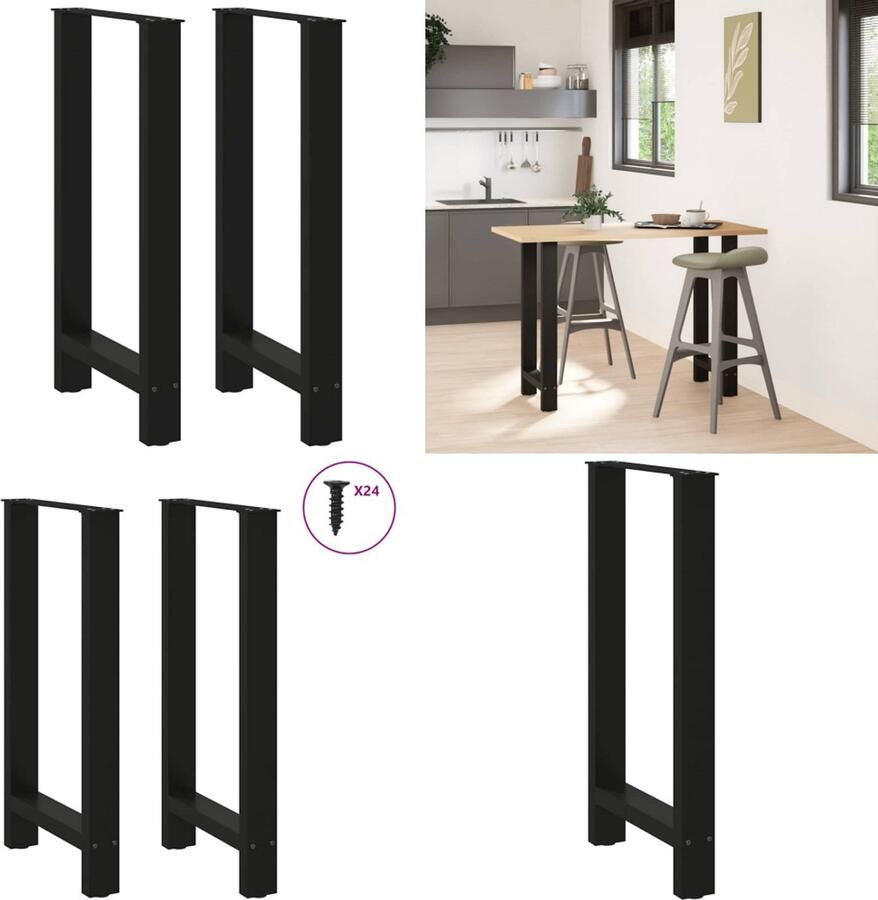 VidaXL Salontafelpoten 2 st 50x(90-91) cm staal zwart Salontafelpoot Salontafelpoten Tafelpoot Meubeltafelpoot