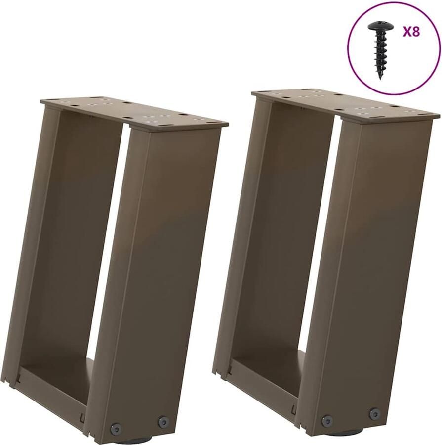 VidaXL Salontafelpoten 2 st U-vormig 30x(30-31) cm staal naturel