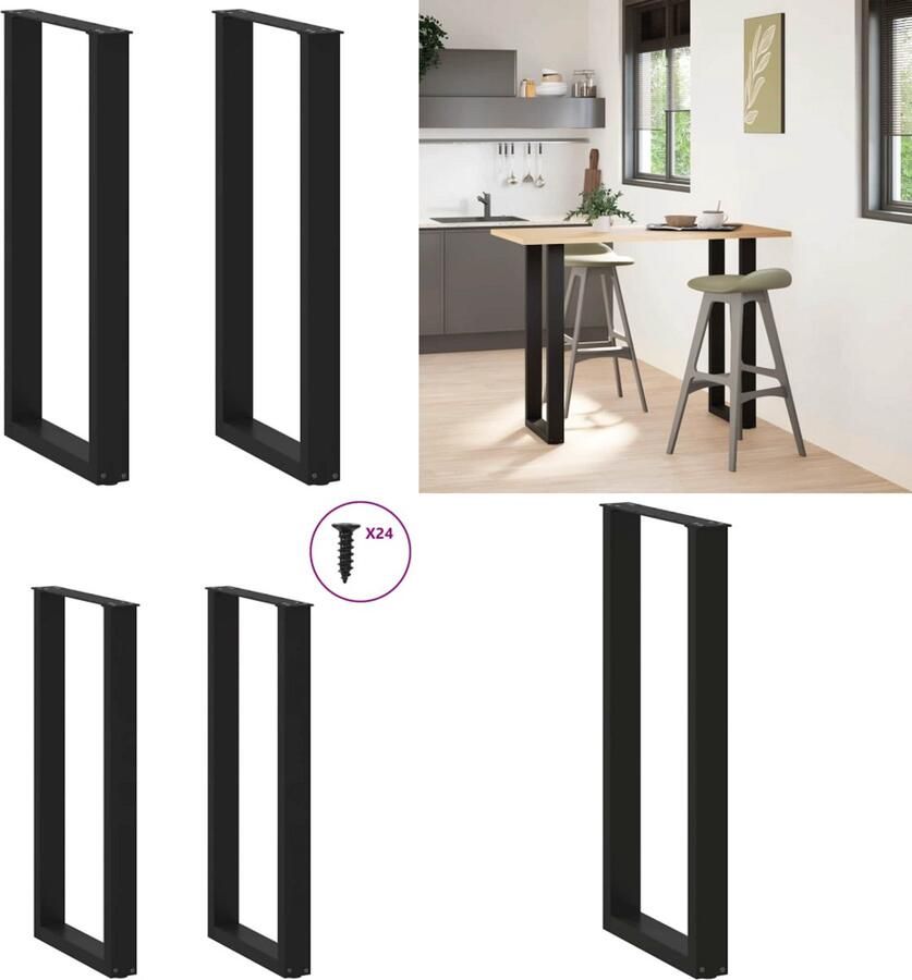 VidaXL Salontafelpoten 2 st U-vormig 50x(100-101) cm staal zwart Salontafelpoot Salontafelpoten Tafelpoot Meubeltafelpoot