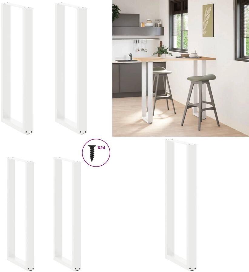 VidaXL Salontafelpoten 2 st U-vormig 50x(110-111) cm staal wit Salontafelpoot Salontafelpoten Tafelpoot Meubeltafelpoot