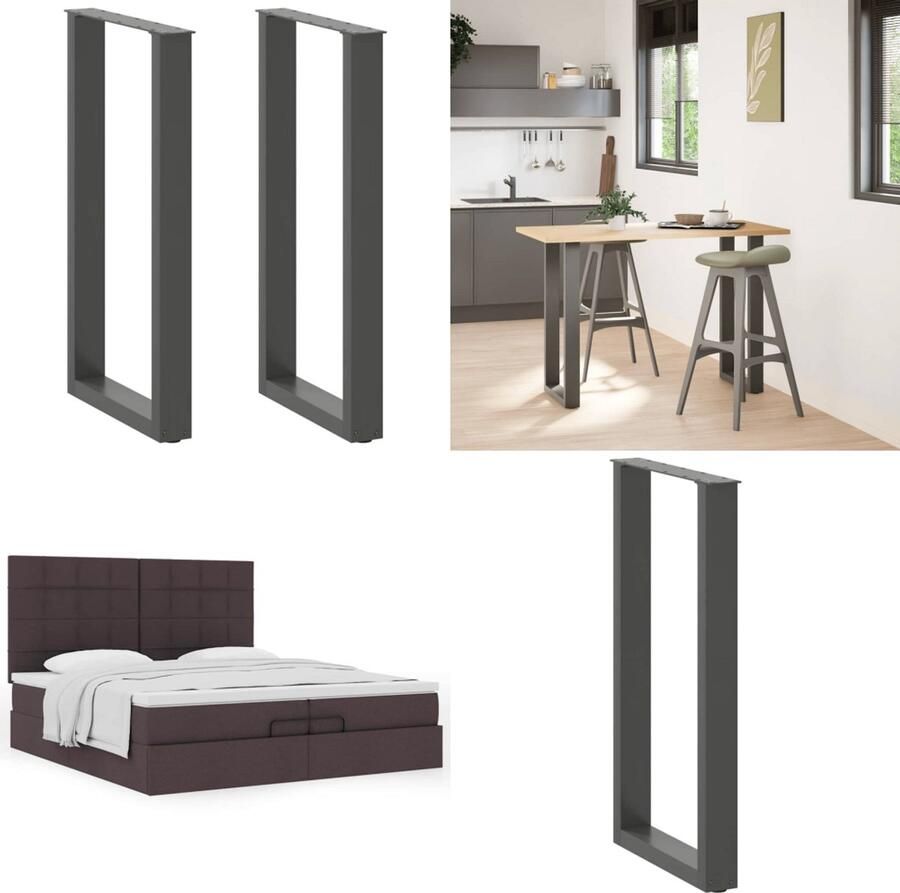 VidaXL Salontafelpoten 2 st U-vormig 50x(90-91) cm staal antraciet Salontafelpoot Salontafelpoten Tafelpoot Meubeltafelpoot