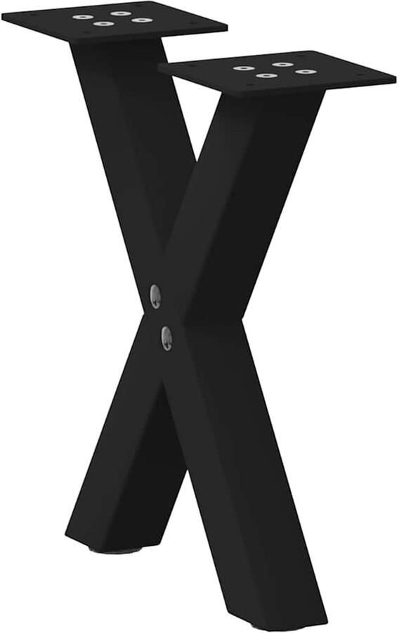VidaXL Salontafelpoten X-vormig Staal Zwart Salontafelpoten Metalen Tafelpoten X-vormige Tafelpoten Salontafel Onderstel Tafelbenen