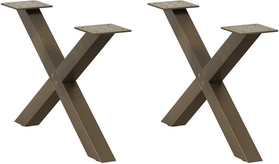VidaXL Salontafelpoten 2 st X-vormig 50x(30-31) cm staal naturel