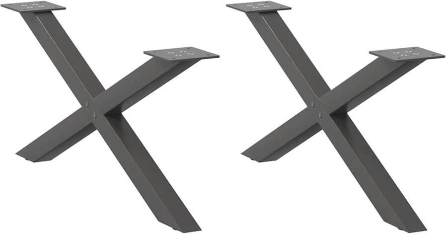 VidaXL Salontafelpoten X-vormig Staal Antraciet Salontafel Potten Metalen Tafelpoten X-vormige Tafelpoten Zwarte Tafelpoten Industriële Tafelpoten