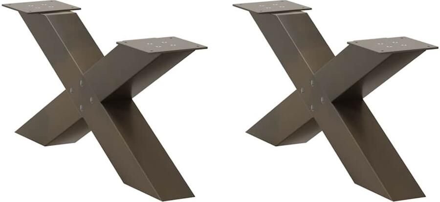 VidaXL Salontafelpoten 2 st X-vormig 70x(30-31) cm staal naturel