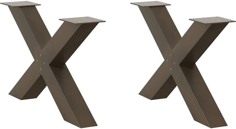 VidaXL Salontafelpoten 2 st X-vormig 70x(42-43) cm staal naturel