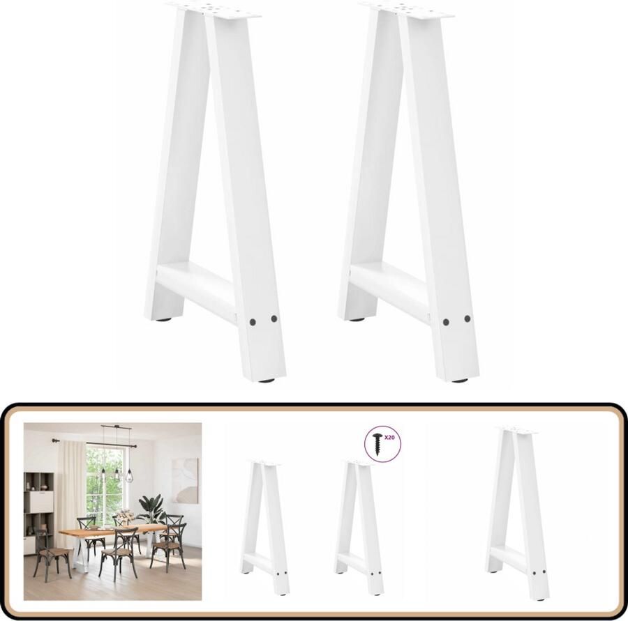 VidaXL Salontafelpoten 2 stuks A-vormig Wit Salontafelpoten Salontafels Tafelpoten A-vormig Metalen Tafelpoten