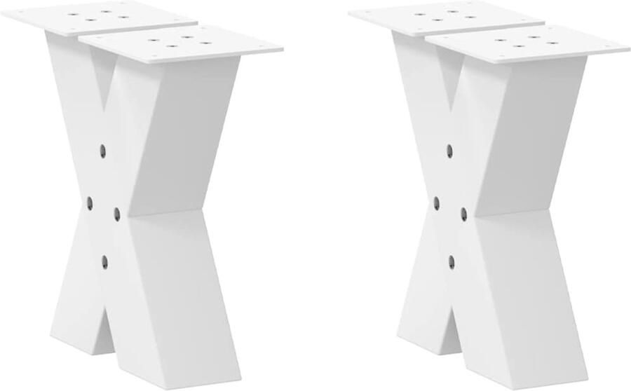 VidaXL Salontafelpoten 2 stuks Staal Wit Salontafel Potten Metalen Tafelpoten X-vormige Tafelpoten Witte Tafelpoten Salontafel Onderstel